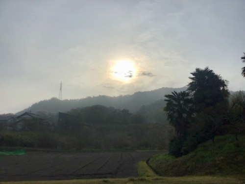 五条川からの帰路。春霞が幻想的